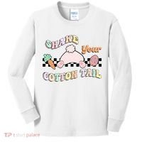 Shake Your Cotton Tail Rainbow Bunny Reto Easter Day Kids Long Sleeve Shirt thumb 0