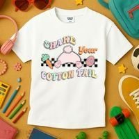 Shake Your Cotton Tail Rainbow Bunny Reto Easter Day Kids T-Shirt thumb 3