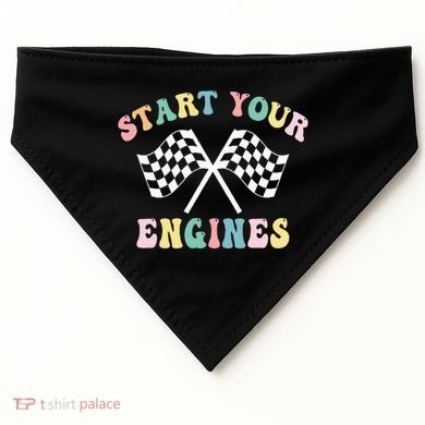 Start Your Engines Groovy Checkered Flag Retro Racing USA-Made Doggie Bandana