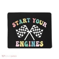 Start Your Engines Groovy Checkered Flag Retro Racing Mousepad thumb 0