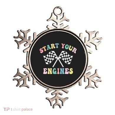 Start Your Engines Groovy Checkered Flag Retro Racing Ornament