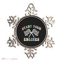 Start Your Engines Groovy Checkered Flag Retro Racing Ornament thumb 0