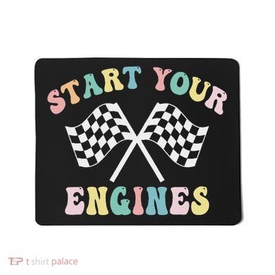 Start Your Engines Groovy Checkered Flag Retro Racing Mousepad