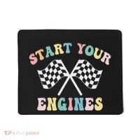 Start Your Engines Groovy Checkered Flag Retro Racing Mousepad thumb 0