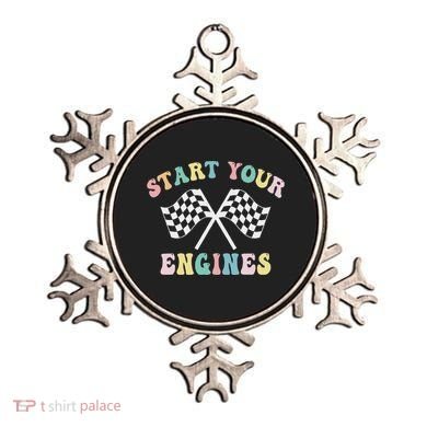 Start Your Engines Groovy Checkered Flag Retro Racing Ornament