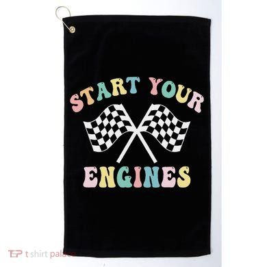 Start Your Engines Groovy Checkered Flag Retro Racing Golf Towel