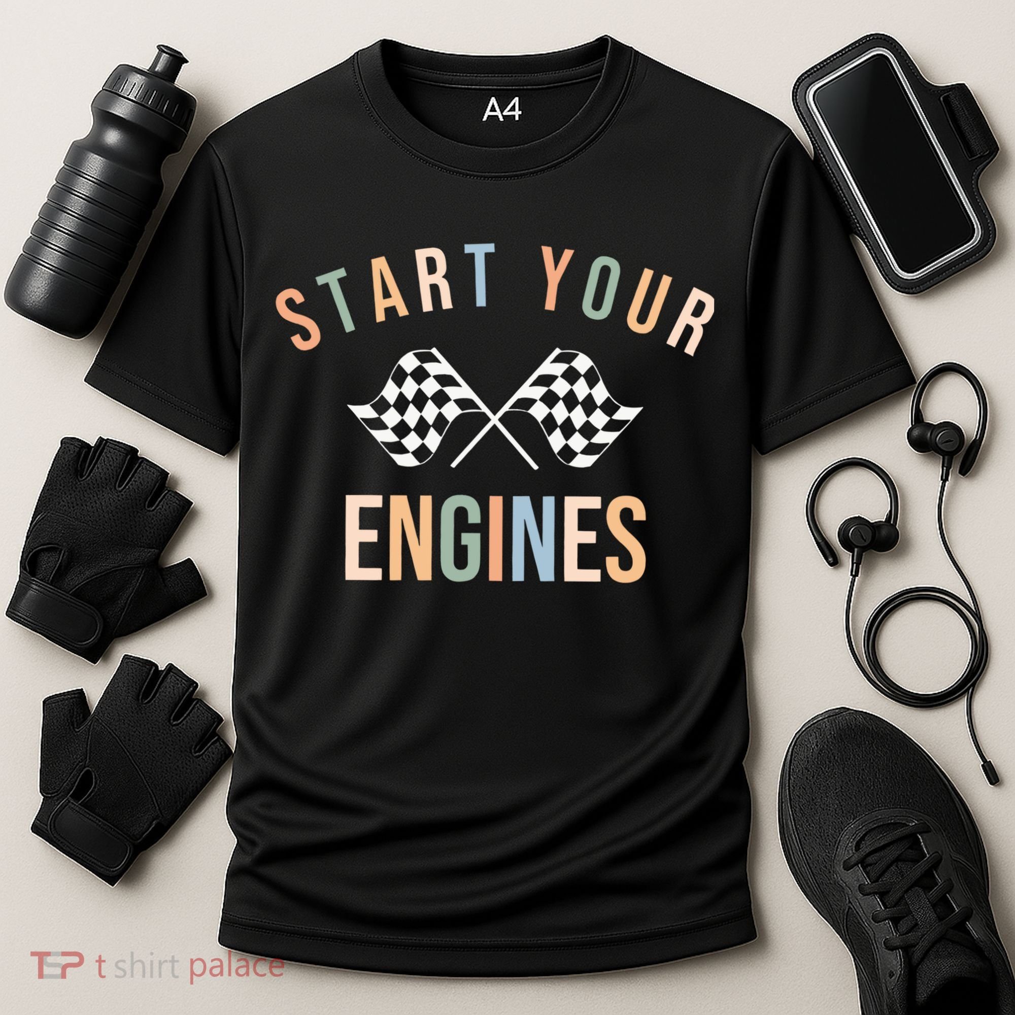 Start Your Engines Funny Checkered Flag Racing Funny Gift Cooling Performance Crew T-Shirt