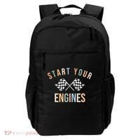 Start Your Engines Funny Checkered Flag Racing Funny Gift Backpack thumb 0