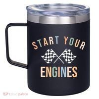 Start Your Engines Funny Checkered Flag Racing Funny Gift 12oz Stainless Steel Coffee Mug thumb 2