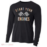 Start Your Engines Funny Checkered Flag Racing Funny Gift Cooling Performance Long Sleeve Crew thumb 0