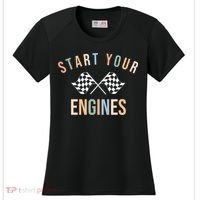 Start Your Engines Funny Checkered Flag Racing Funny Gift Women's Cooling Performance Crew T-Shirt thumb 0