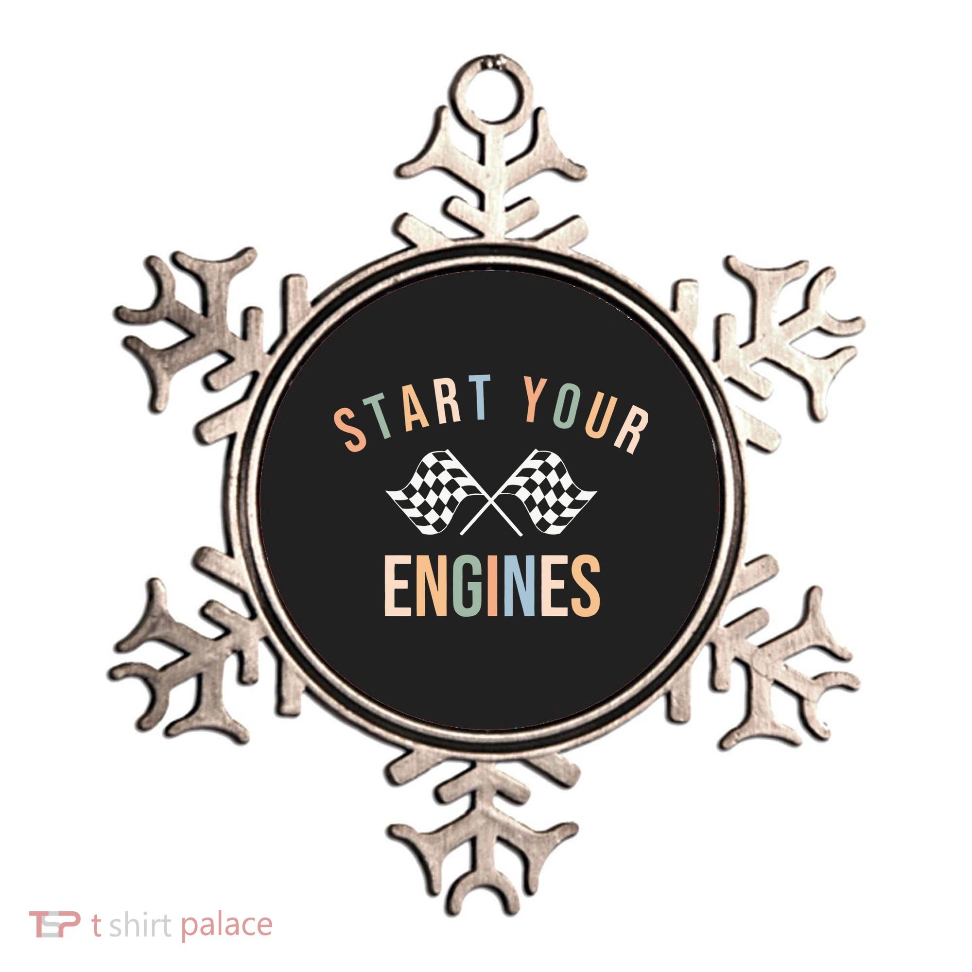 Start Your Engines Funny Checkered Flag Racing Funny Gift Ornament