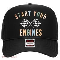 Start Your Engines Funny Checkered Flag Racing Funny Gift Hat thumb 0