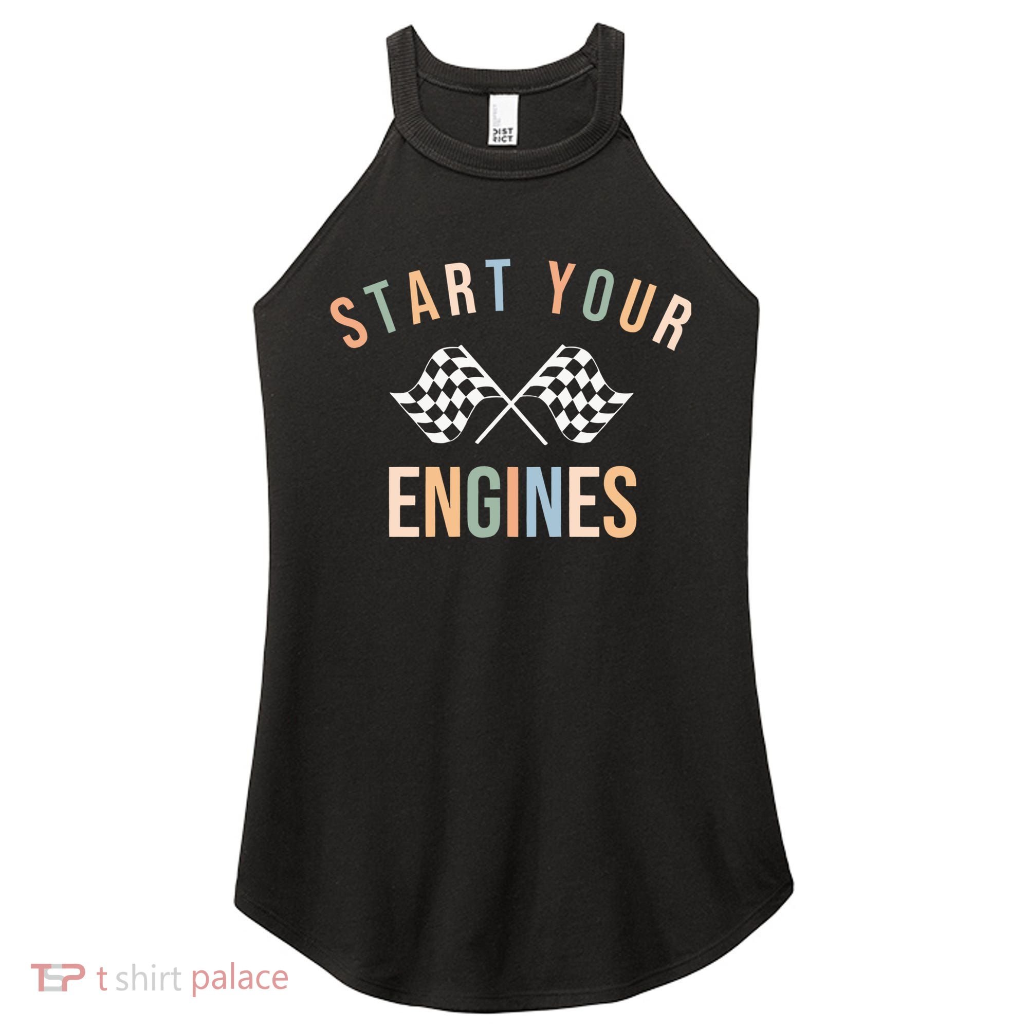 Start Your Engines Funny Checkered Flag Racing Funny Gift Women's Perfect Tri Rocker Tank