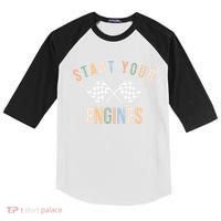 Start Your Engines Funny Checkered Flag Racing Funny Gift Kids Colorblock Raglan Jersey thumb 0