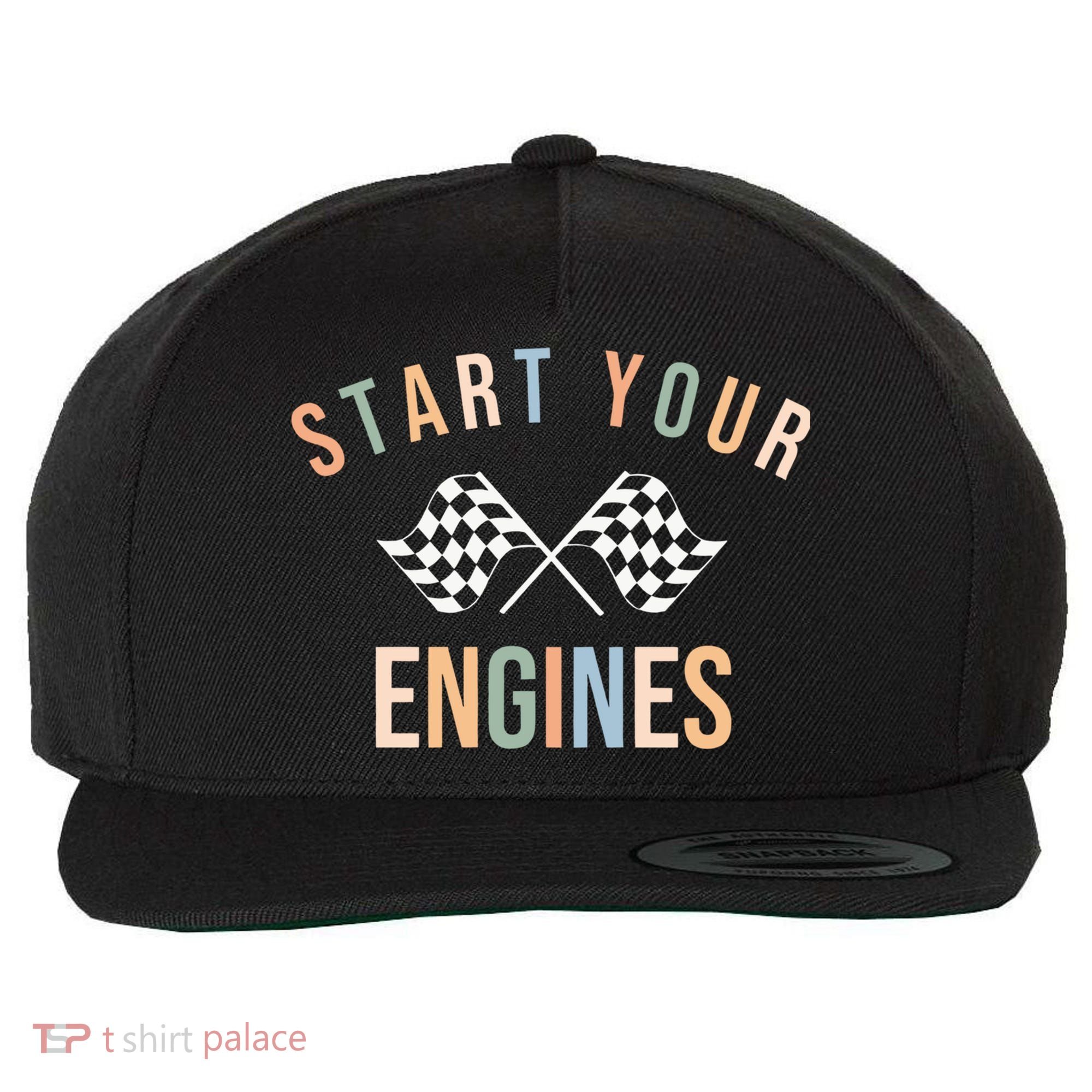 Start Your Engines Funny Checkered Flag Racing Funny Gift Wool Snapback Cap