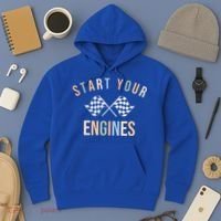 Start Your Engines Funny Checkered Flag Racing Funny Gift Hoodie thumb 3