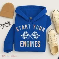 Start Your Engines Funny Checkered Flag Racing Funny Gift Hoodie thumb 4