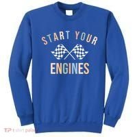Start Your Engines Funny Checkered Flag Racing Funny Gift Sweatshirt thumb 0