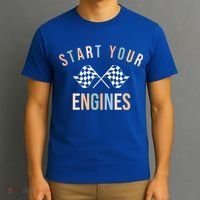 Start Your Engines Funny Checkered Flag Racing Funny Gift T-Shirt thumb 3