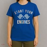 Start Your Engines Funny Checkered Flag Racing Funny Gift T-Shirt thumb 4