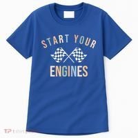Start Your Engines Funny Checkered Flag Racing Funny Gift Tall T-Shirt thumb 0