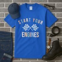 Start Your Engines Funny Checkered Flag Racing Funny Gift Tall T-Shirt thumb 3