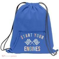Start Your Engines Funny Checkered Flag Racing Funny Gift Sweatshirt Cinch Pack Bag thumb 0