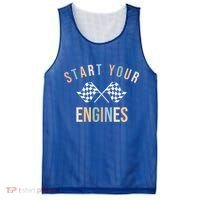 Start Your Engines Funny Checkered Flag Racing Funny Gift Mesh Reversible Basketball Jersey Tank thumb 0
