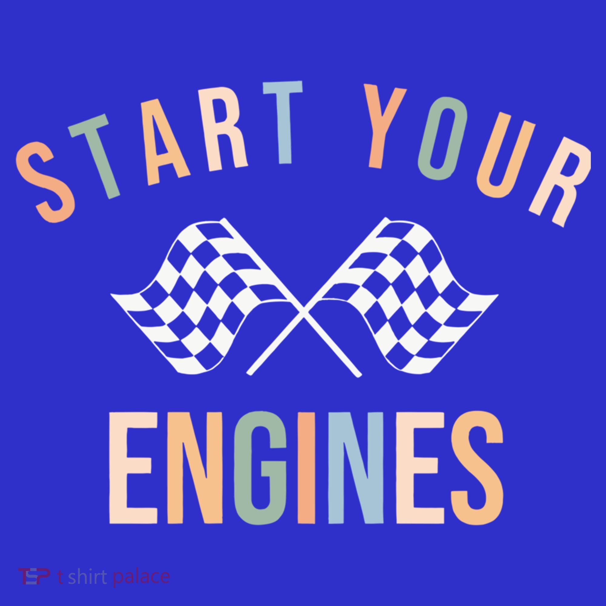 Start Your Engines Funny Checkered Flag Racing Funny Gift Pom Pom 12in Knit Beanie