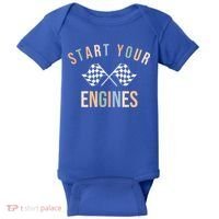 Start Your Engines Funny Checkered Flag Racing Funny Gift Baby Bodysuit thumb 0