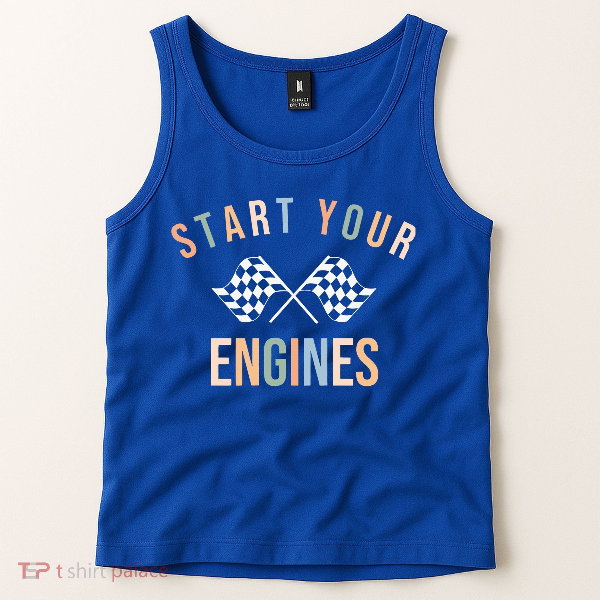 Start Your Engines Funny Checkered Flag Racing Funny Gift Tank Top