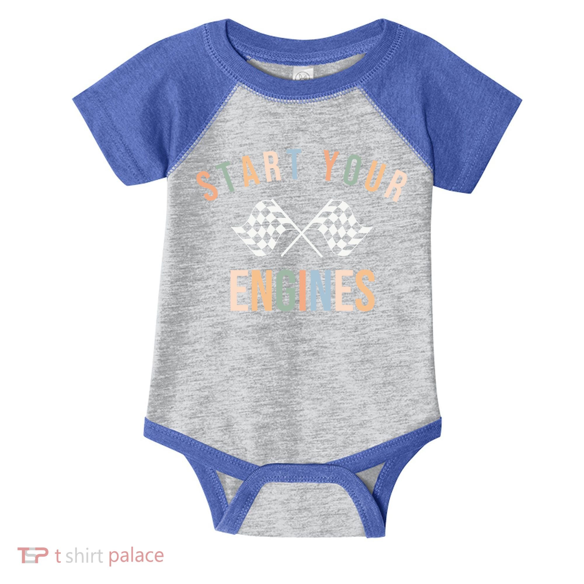 Start Your Engines Funny Checkered Flag Racing Funny Gift Infant Baby Jersey Bodysuit