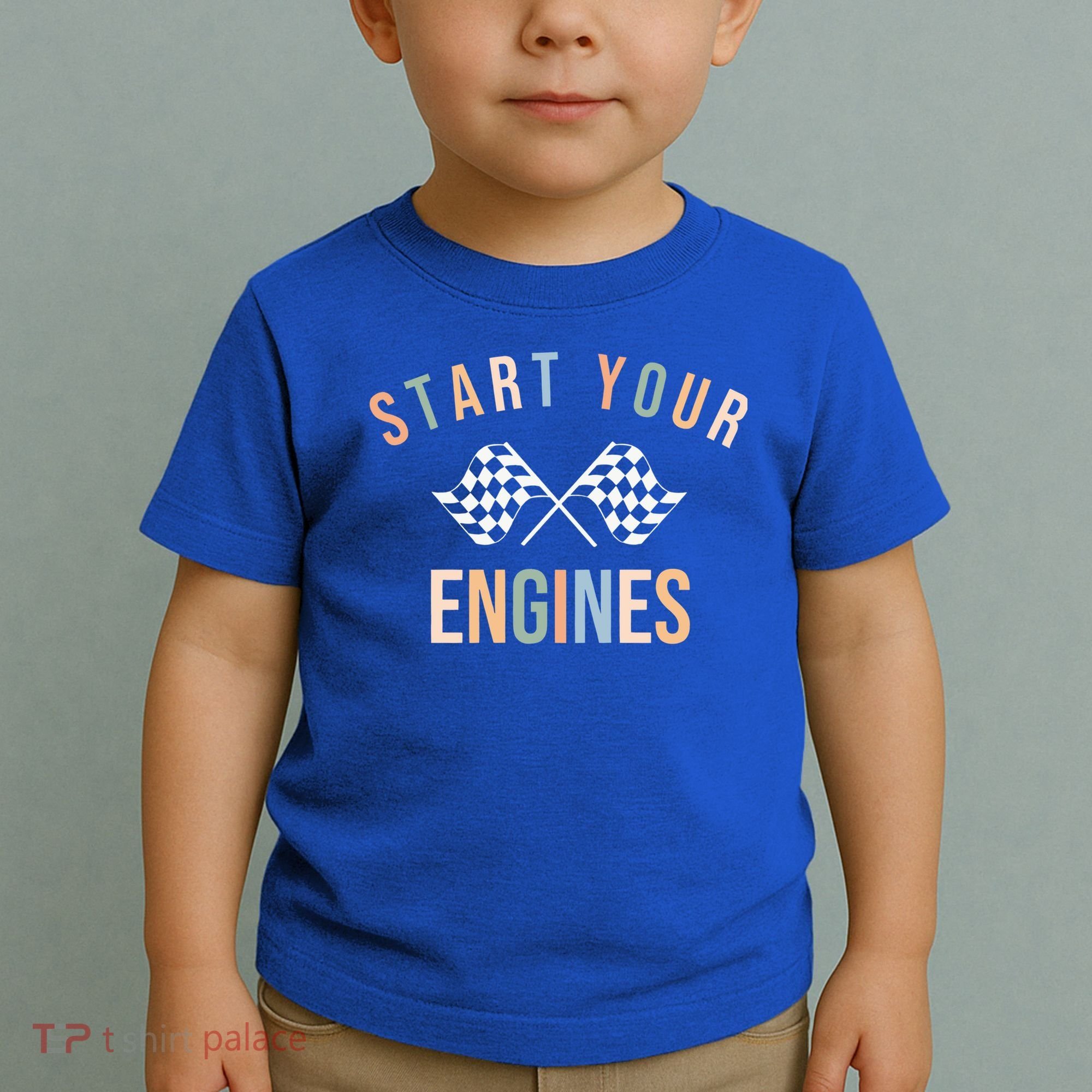 Start Your Engines Funny Checkered Flag Racing Funny Gift Toddler T-Shirt