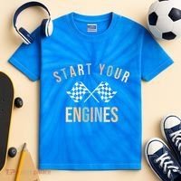 Start Your Engines Funny Checkered Flag Racing Funny Gift Kids Tie-Dye T-Shirt thumb 2