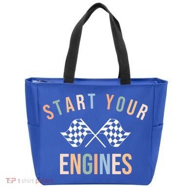 Start Your Engines Funny Checkered Flag Racing Funny Gift Tote Bag