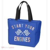 Start Your Engines Funny Checkered Flag Racing Funny Gift Tote Bag thumb 3