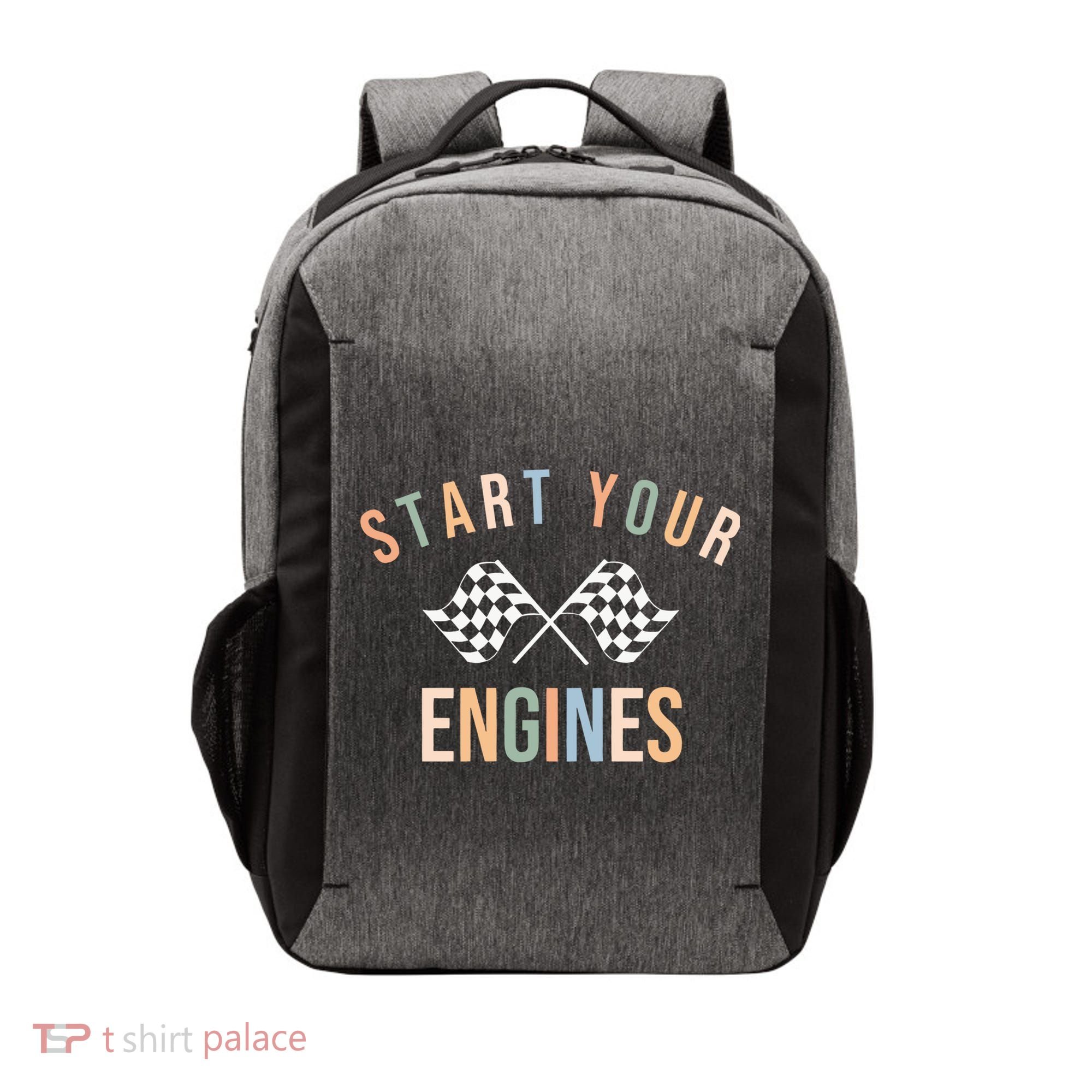 Start Your Engines Funny Checkered Flag Racing Funny Gift Vector Backpack