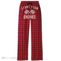 Start Your Engines Funny Checkered Flag Racing Funny Gift Women's Flannel Plaid Pajama Pants thumb 0
