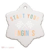 Start Your Engines Funny Checkered Flag Racing Funny Gift Ceramic Ornament thumb 0