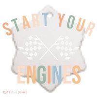 Start Your Engines Funny Checkered Flag Racing Funny Gift Ceramic Ornament thumb 2
