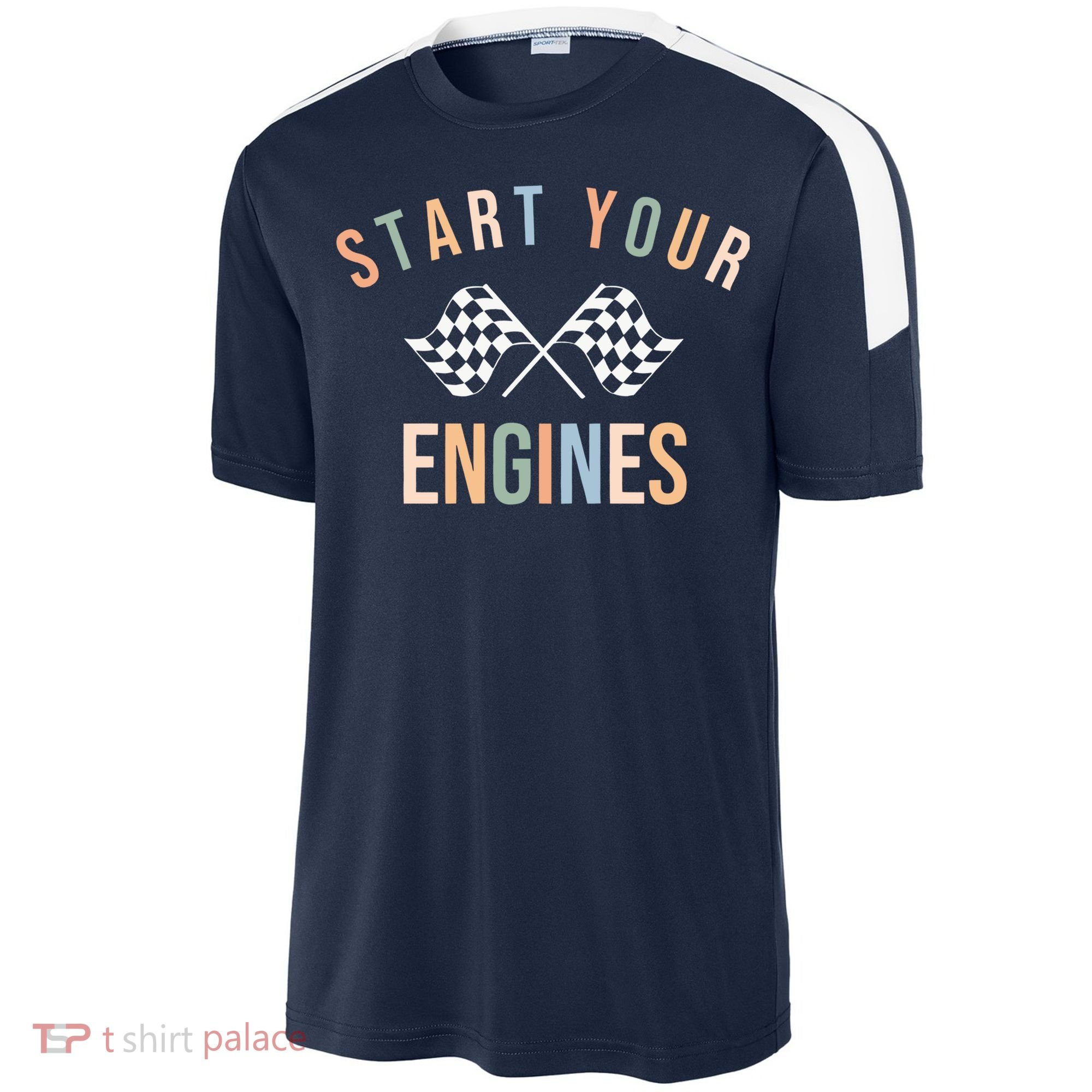 Start Your Engines Funny Checkered Flag Racing Funny Gift Sport-Tek Competitor United Soccer Jersey