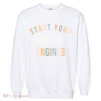 Start Your Engines Funny Checkered Flag Racing Funny Gift Garment-Dyed Sweatshirt thumb 0