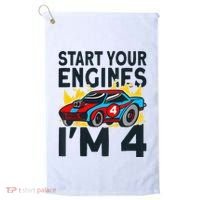 Start You Engines IM 4 Race Car 4th Birthday Race Car Golf Towel thumb 0