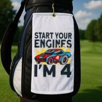 Start You Engines IM 4 Race Car 4th Birthday Race Car Golf Towel thumb 2