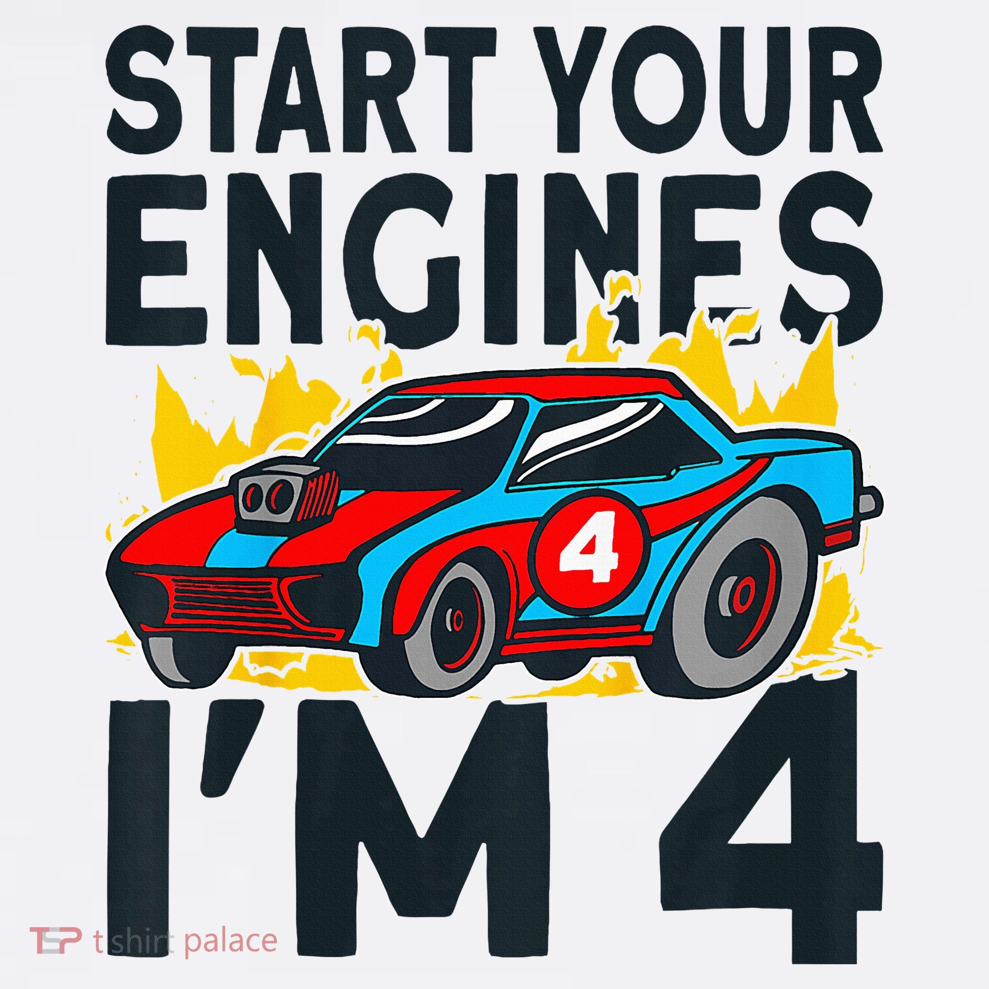 Start You Engines IM 4 Race Car 4th Birthday Race Car Kids Sweatshirt