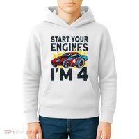 Start You Engines IM 4 Race Car 4th Birthday Race Car Kids Hoodie thumb 4