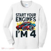 Start You Engines IM 4 Race Car 4th Birthday Race Car Kids Long Sleeve Shirt thumb 0