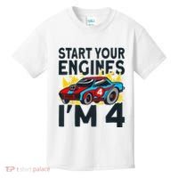 Start You Engines IM 4 Race Car 4th Birthday Race Car Kids T-Shirt thumb 0