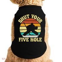 Shut Your Five Hole Funny Ice Hockey Goalie Doggie Tank thumb 0